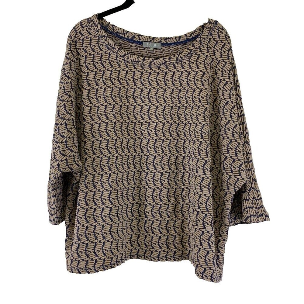 Habitat Drop Shoulder Pullover‎ Top Stone Blue Stretch Boxy 54213 Womens Large